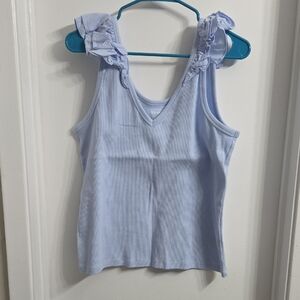 Old Navy Light Blue Ruffle Strap Tank Top